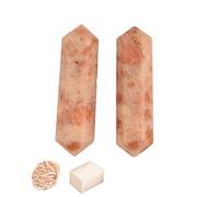 Blessfull Healing Gemstone Sunstone Crystal Points Varita Varita de doble terminación Reiki Chakra Pulido Varita de cuarzo facetada 6 Equilibrio energético Meditación Con Rose Desert/Clen Selenite