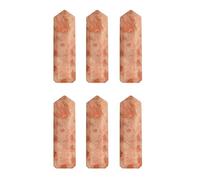 Blessfull Healing Gemstone Sunstone Puntos de cristal único Reiki Chakra Pulido 6 Varita de cuarzo facetado Equilibrio de energía Meditación Decoración del hogar Juego de 6 piezas