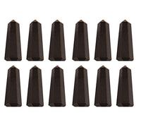 Blessfull Healing Gemstone Turmalina negra Reiki Chakra Varita de cuarzo pulido de 6 facetas Meditación de equilibrio de energía Decoración del hogar Puntos de cristal único Juego de 12 piezas