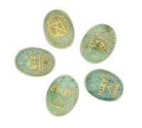 Blessfull Healing Green Aventurina 5 elementos Tierra Agua Aire Fuego Éter Espíritu (Akasha) Símbolo Conjunto de piedras Regalo espiritual
