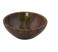Blessfull Healing Hecho a mano Tallado Unakite Stone Feng Shui Bowl Generador de energía espiritual Reiki Gift Healing Crystal Charged I 3 pulgadas Aprox.