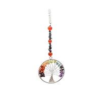 Blessfull Healing Natural Seven Chakra Tree Of Life Colgante de pared para coche y puerta/Oficina Chips Stone