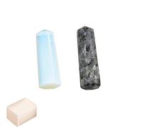 Blessfull Healing Opalite, Labradorita Varita Obelisco Jumbo Reiki Crystal Gemstone Generador de energía espiritual Decoración de mesa de equilibrio con cubo de selenita