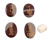 Blessfull Healing Oval Shape Reiki Healing Crystal USUI Symbol Set of 4 Pieces Narmada Balancing Meditation Home Office Table Decor Con cubo de selenita