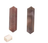 Blessfull Healing Piedra preciosa Ágata gris Punta de cristal Varita de doble terminación Reiki Chakra Pulido Varita de cuarzo facetada 6 Equilibrio energético Meditación Inicio Con cubo de selenita