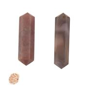 Blessfull Healing Piedra preciosa Ágata gris Punta de cristal Varita Varita doble terminación Reiki Chakra Pulido Varita de cuarzo facetada 6 Equilibrio energético Meditación Inicio Con rosa desierto
