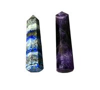 Blessfull Healing Reiki Amethyst, Lapis Lazuli Healing Crystal Wand Single Point Gemstone Energy Generator Spiritual Stone Balancing Table Decor (1.5 "a 2")