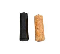 Blessfull Healing Reiki Black Tourmaline, Citrine Healing Crystal Wand Single Point Gemstone Energy Generator Espiritual Stone Balancing Table Decor (1.5 "a 2")