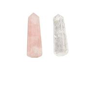 Blessfull Healing Reiki Crystal cuarzo, Cuarzo rosa Healing Crystal Wand Single Point Gemstone Generador de energía Piedra espiritual Decoración de la mesa de equilibrio (1.5 "a 2")