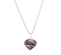 Blessfull Healing Reiki energía espiritual gema medallón joyería forma de corazón amatista piedra alambre envoltura collar colgante