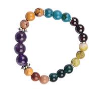 Blessfull Healing Reiki Energized Gemstone 0.315 in cuentas redondas piedra curación pulsera con jaspe amarillo, amatista, aventurina verde, serpentina, gernet, apatita en sangre para unisex