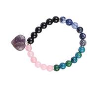 Blessfull Healing Reiki Energized Gemstone 8 mm Cuentas redondas Pulsera curativa de piedra con turmalina negra, cuarzo rosa, crisocola, sodalita, amatista para la ira y la irritabilidad para unisex