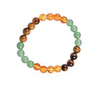 Blessfull Healing Reiki Energized Gemstone 8 mm Redondas Crystal Stone Beads Charm Bracelet of CITRINE, GREEN AVENTURINE, TIGRE EYE para riqueza, abundancia y prosperidad para unisex
