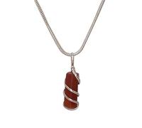 Blessfull Healing Reiki Espiritual Fe Curación Gemstone Energía Red Jasper Stone Wrap Wrap 6 Sided Necklace Pendant