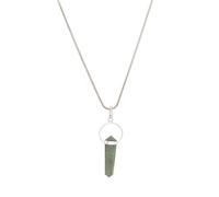 Blessfull Healing Reiki Espiritual Gemstone Wire Up 6 caras Double Point Wand Collar Colgante de Aventuina verde