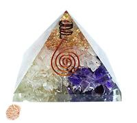 Blessfull Healing Reiki Healing Stone Fen Shui Gift Cuarzo rosa, cristal y piedra de amatista con lápiz Pyramid Chakra Energy con Rose Desert Selenite