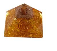 Blessfull Healing Reiki Healing Stone Fen Shui Gift Onyx amarillo con lápiz de cristal transparente y logotipo de cobre Pyramid Chakra Energy
