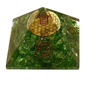 Blessfull Healing Reiki Healing Stone Fen Shui Gift Peridot con Flower Of Life Metal Logo y Clear Crystal Pencil Copper Logo Pyramid Chakra Energy