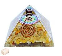 Blessfull Healing Reiki Piedra curativa Fen Shui Regalo Aventurina amarilla con lápiz y logotipo Pirámide Chakra Energía con cubo de selenita