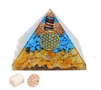 Blessfull Healing Reiki Piedras Curativas Feng Shui Torquise de regalo con lápiz Generador de energía de chakra de pirámide orgonita con rosa selenita de desierto/selenita de cubo