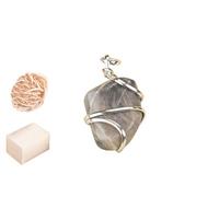 Blessfull Healing Reiki Spiritual Faith Healing Gemstone Energy Serpentine Stone WireWrap Colgante de collar con rosa Desert Selenite/Cube Selenite