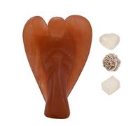 Blessfull Healing Reiki tallada piedra preciosa espiritual Guardian Pocket Red Aventurine Angel Statue "2 pulgadas aprox. | Rose Desert Selenite | Cubo de selenita | Corazón de selenita