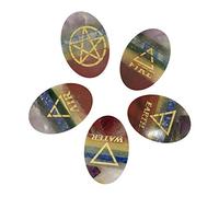 Blessfull Healing Seven Chakra 5 elementos Tierra Agua Aire Fuego Éter Espíritu (Akasha) Símbolo Conjunto de piedras Regalo espiritual