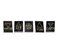 Blessfull Healing Tanzanita negra 5 elementos Tierra Agua Aire Fuego Éter Espíritu (Akasha) Símbolo Conjunto de piedras Regalo espiritual