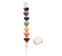 Blessfull Healing Varita de la Pirámide de los Siete Chakras Reiki Healing Varitas de Cristal Gemstone Balancing Feng Shui Spiritual Gift Con cubo de selenita