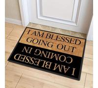 Blessing Carpet - Tapete divertido para puerta de bienvenida, con texto en inglés "I Am Blessed Coming in I Am Blessed Going Out", tapete antideslizante para entrada, baño, puerta delantera, regalo de