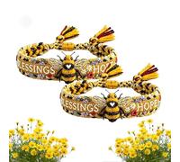Blessings & Hope Pulsera Tejida Hecha a Mano con Abeja de Miel, Pulsera Ajustable con Abeja de Miel, Pulsera Tejida a Mano con cordón de Abeja Floral, joyería de Flores de Abeja, Regalo(1pc)