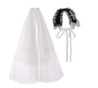 BLESSUME 1pc Mujeres Triángulo Patrón Velo Clásico Mantilla Suave Encaje Capilla Velo, Blanco 12, Talla única