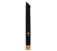 BLESSUME Bordado de cruz de estola negra del clero, Negro/Oro 1, talla única