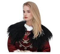 BLESSUME Capa vikinga de piel sintética para mujer, chal gótico de lana sintética para invierno, capa medieval para LARP, Halloween, cosplay, fiesta temática