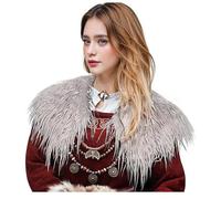 BLESSUME Capa vikinga de piel sintética para mujer, chal gótico de lana sintética para invierno, capa medieval para LARP, Halloween, cosplay, fiesta temática