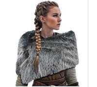 BLESSUME Chal vikingo de piel sintética medieval gótica de lana sintética para invierno, para Halloween, cosplay, fiesta temática