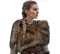 BLESSUME Chal vikingo de piel sintética medieval gótica de lana sintética para invierno, para Halloween, cosplay, fiesta temática