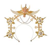 BLESSUME Diadema corona de halo de María Diosa Mujer Halloween fiesta cosplay Tocado (oro 6)