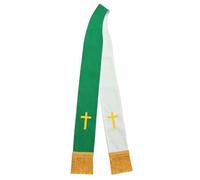 BLESSUME Estola reversible de pastor del clero de la iglesia, Verde y Blanco 1, talla única