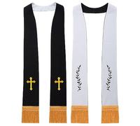 BLESSUME Estola reversible para pastor del clero de la iglesia, Blanco y negro 5, talla única