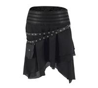 BLESSUME Falda Steampunk Victoriana con Bolso Medieval Pirata Mujer Skirt Gótica High Low (M, Negro)