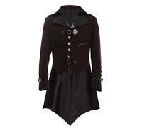 BLESSUME gótico Victoriano Tailcoat Steampunk VTG Escudo Chaqueta Víspera de Todos los Santos Cosplay Disfraz (XL, Marrón)
