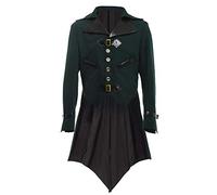 BLESSUME gótico Victoriano Tailcoat Steampunk VTG Escudo Chaqueta Víspera de Todos los Santos Cosplay Disfraz (M, Verde Oscuro)