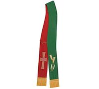 BLESSUME Iglesia Clérigo IHS Reversible Estola Alfa Omega Diácono Estola (Rojo & Verde)