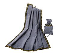 BLESSUME Mantel de tarot de altar para leer Wicca, tela de terciopelo cuadrado de adivinación con bolsa de tarot (gris 1)