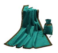 BLESSUME Mantel de Tarot de Altar, Tela de Terciopelo Wicca con Bolsa de Tarot, Cuadrado, Talla única (Verde 1)