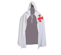 BLESSUME Medieval Caballeros Hospitalario Capa Negro LARP capa con Cruz Blanca (Blanco 1)