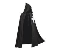 BLESSUME Medieval Caballeros Hospitalario Capa Negro Larp Capa con Cruz Blanca (Negro 1)