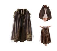 BLESSUME Medieval Cape Steampunk Victorian Ruffles Bullicio Falda (Marrón)