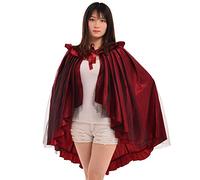BLESSUME Medieval Cape Steampunk Victorian Ruffles Bullicio Falda (Rojo)